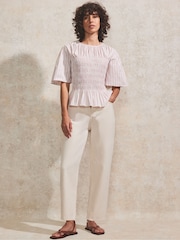 Ro&Zo Pink Stripe Shirred Top - Image 1 of 5