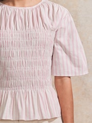 Ro&Zo Pink Stripe Shirred Top - Image 4 of 5