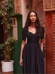 Ro&Zo Black Petite Sweetheart Neck Midi Dress - Image 1 of 4