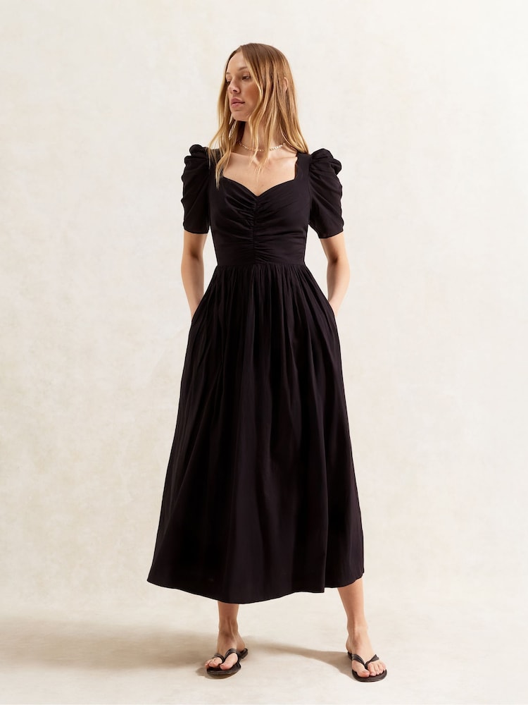Ro&Zo Black Petite Sweetheart Neck Midi Dress - Image 2 of 4