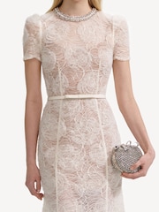 Self-Portrait Cream Tuelle Lace Midi Dress - Image 3 of 6