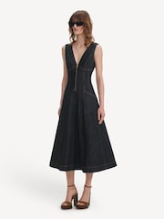 Self-Portrait Blue Denim Midi Dress - Image 3 of 6