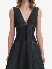 Self-Portrait Blue Denim Midi Dress - Image 4 of 6