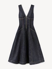 Self-Portrait Blue Denim Midi Dress - Image 5 of 6