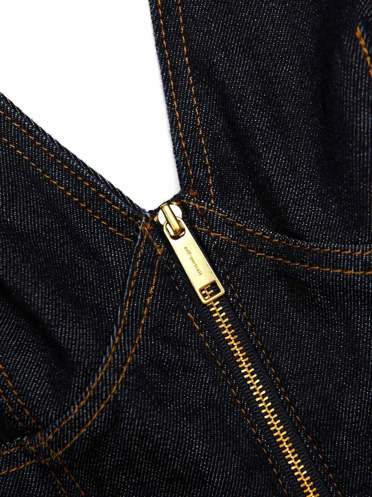 Self-Portrait Blue Denim Midi Dress - Image 6 of 6