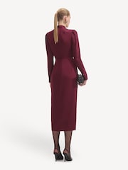 Self-Portrait Red Bordeaux Satin Midi Dress - Image 2 of 4