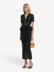 Self-Portrait Black Bow Crochet Midi Dress - Image 1 of 6