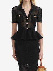 Self-Portrait Black Bow Crochet Midi Dress - Image 3 of 6