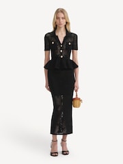 Self-Portrait Black Bow Crochet Midi Dress - Image 4 of 6