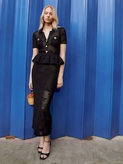 Self-Portrait Black Bow Crochet Midi Dress - Image 5 of 6