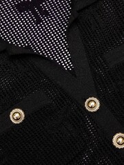 Self-Portrait Black Bow Crochet Midi Dress - Image 7 of 7