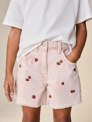 وردي فراولة - Embroidered Bermuda Shorts (3-16yrs) - صورة 1 من 3
