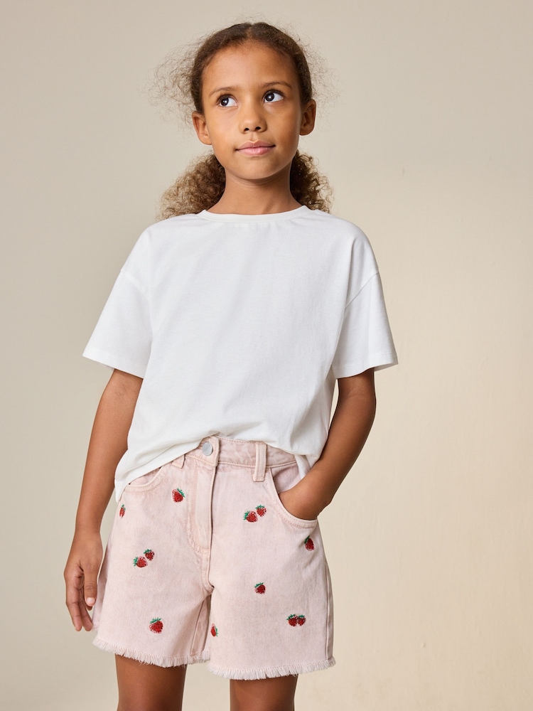 وردي فراولة - Embroidered Bermuda Shorts (3-16yrs) - صورة 3 من 3