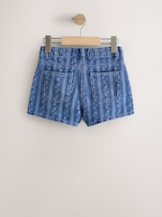 Dark Blue Floral Denim Shorts (3-16yrs) - Image 2 of 4
