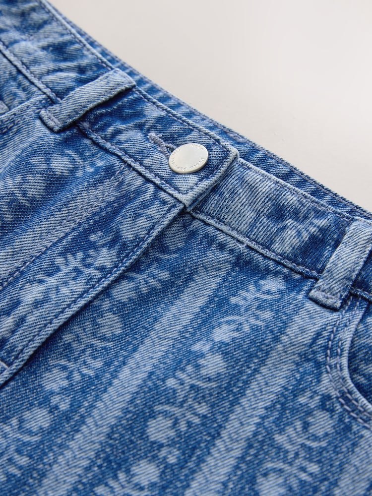 Dark Blue Floral Denim Shorts (3-16yrs) - Image 4 of 4