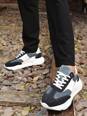Off The Hook Blue Collins Casual Lace-Up Leather Trainers - Image 1 of 10