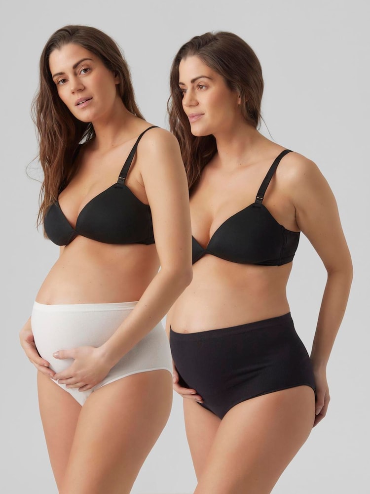 Mamalicious Black Maternity High Waist Control Briefs 2 Pack - Image 1 of 5