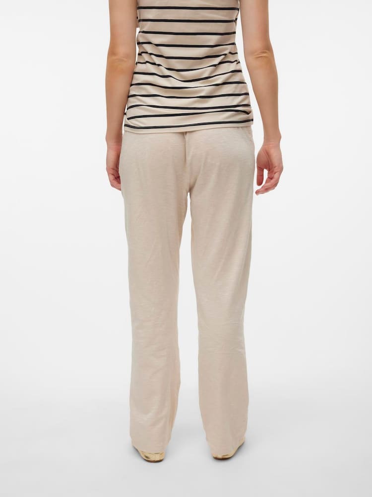 Mamalicious White Maternity Jersey Lightweight Casual 100% Organic Cotton Trousers - Image 2 of 4
