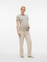 Mamalicious White Maternity Jersey Lightweight Casual 100% Organic Cotton Trousers - Image 3 of 4