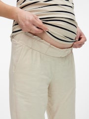 Mamalicious White Maternity Jersey Lightweight Casual 100% Organic Cotton Trousers - Image 4 of 4