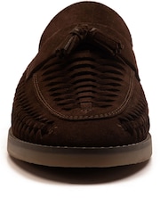 Off The Hook Tiger Tassel Suede Leather Slip-On Loafers with Woven Detail - Imagen 5 de 6