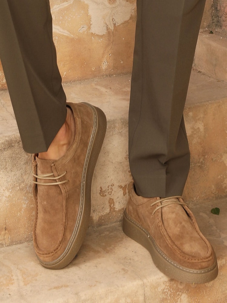 Off The Hook Brown Els Suede Leather Casual Lace-Up Boat Shoes - Image 1 of 10