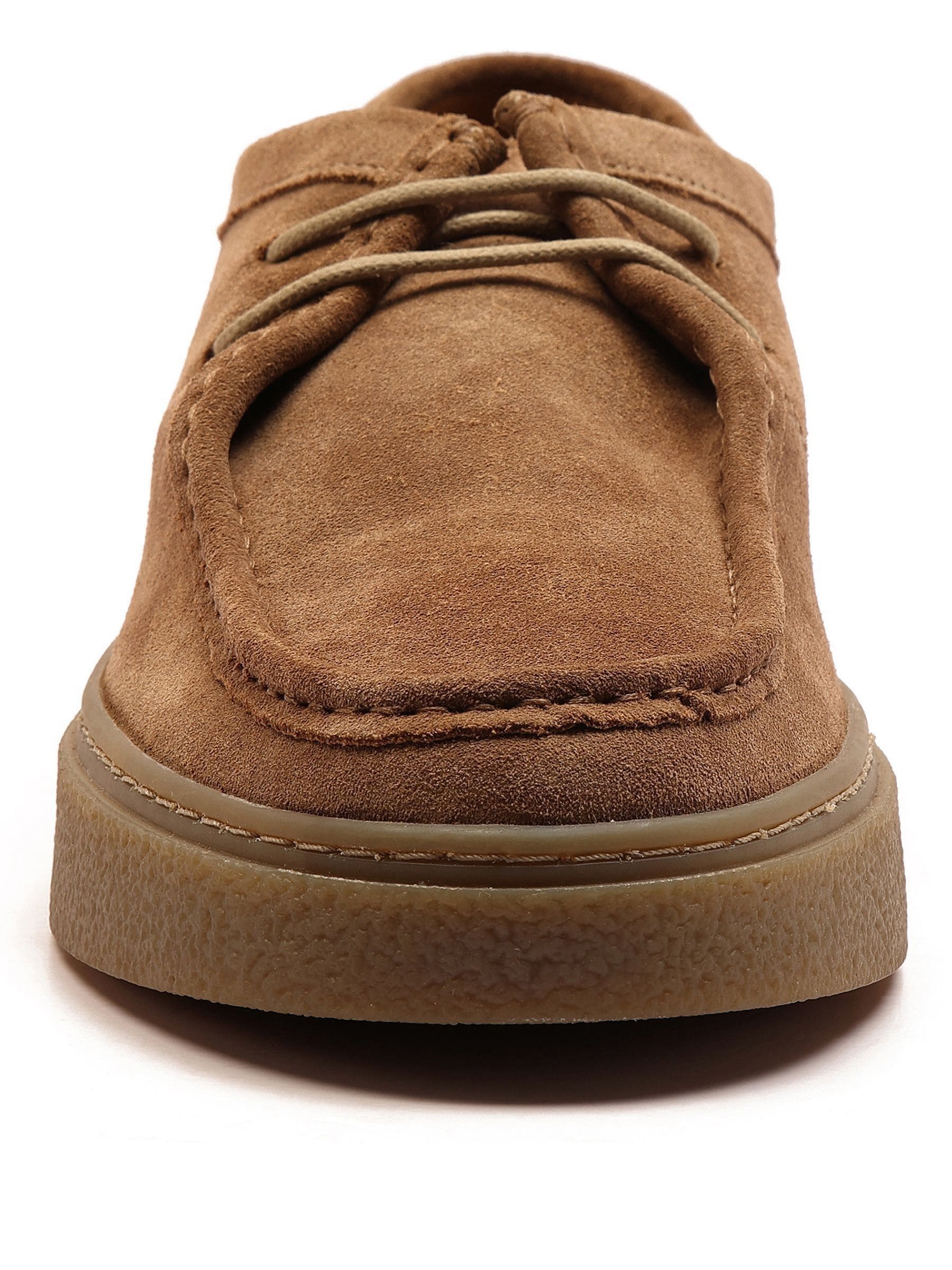 Buy Off The Hook Brown Els Suede Moc Toe Cupsole Lace-Up Shoes