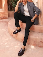 Off The Hook Red Monro Leather Penny Loafers Slip-On Shoes - Image 3 of 10