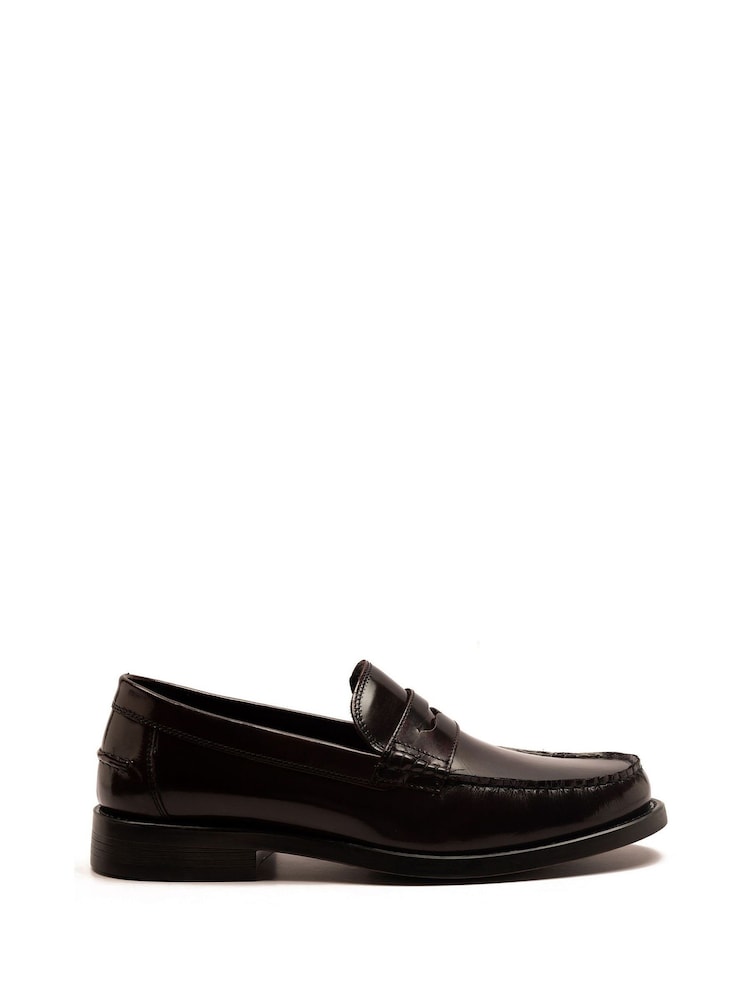 Off The Hook Red Monro Leather Penny Loafers Slip-On Shoes - Image 3 of 8