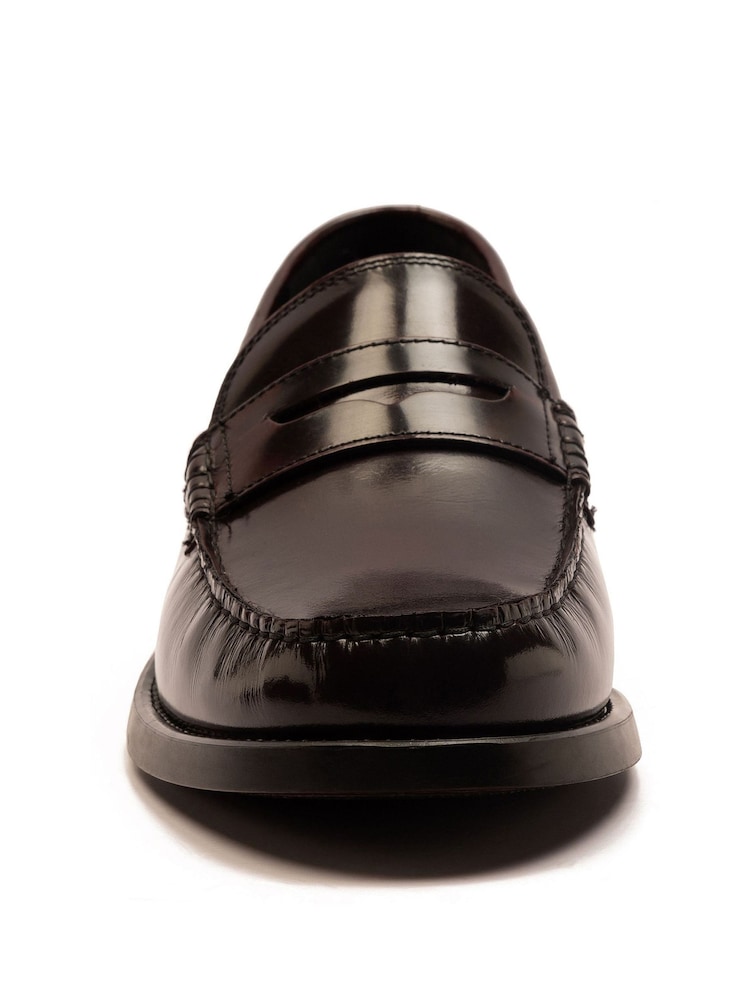 Off The Hook Red Monro Leather Penny Loafers Slip-On Shoes - Image 5 of 8