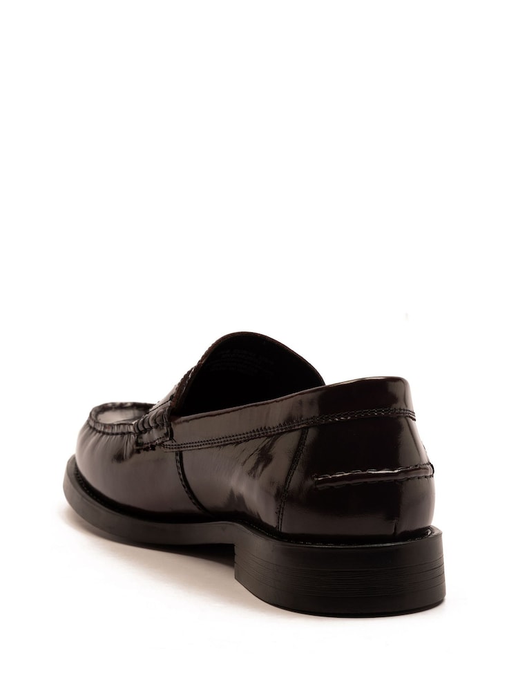 Off The Hook Red Monro Leather Penny Loafers Slip-On Shoes - Image 6 of 8