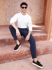 Off The Hook Brown Rory Suede Tassel Loafers with Flat Sole - Image 4 of 10