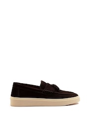 Off The Hook Brown Rory Suede Tassel Loafers with Flat Sole - Image 6 of 10