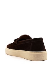 Off The Hook Brown Rory Suede Tassel Loafers with Flat Sole - Image 7 of 10