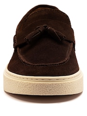 Off The Hook Brown Rory Suede Tassel Loafers with Flat Sole - Image 8 of 10