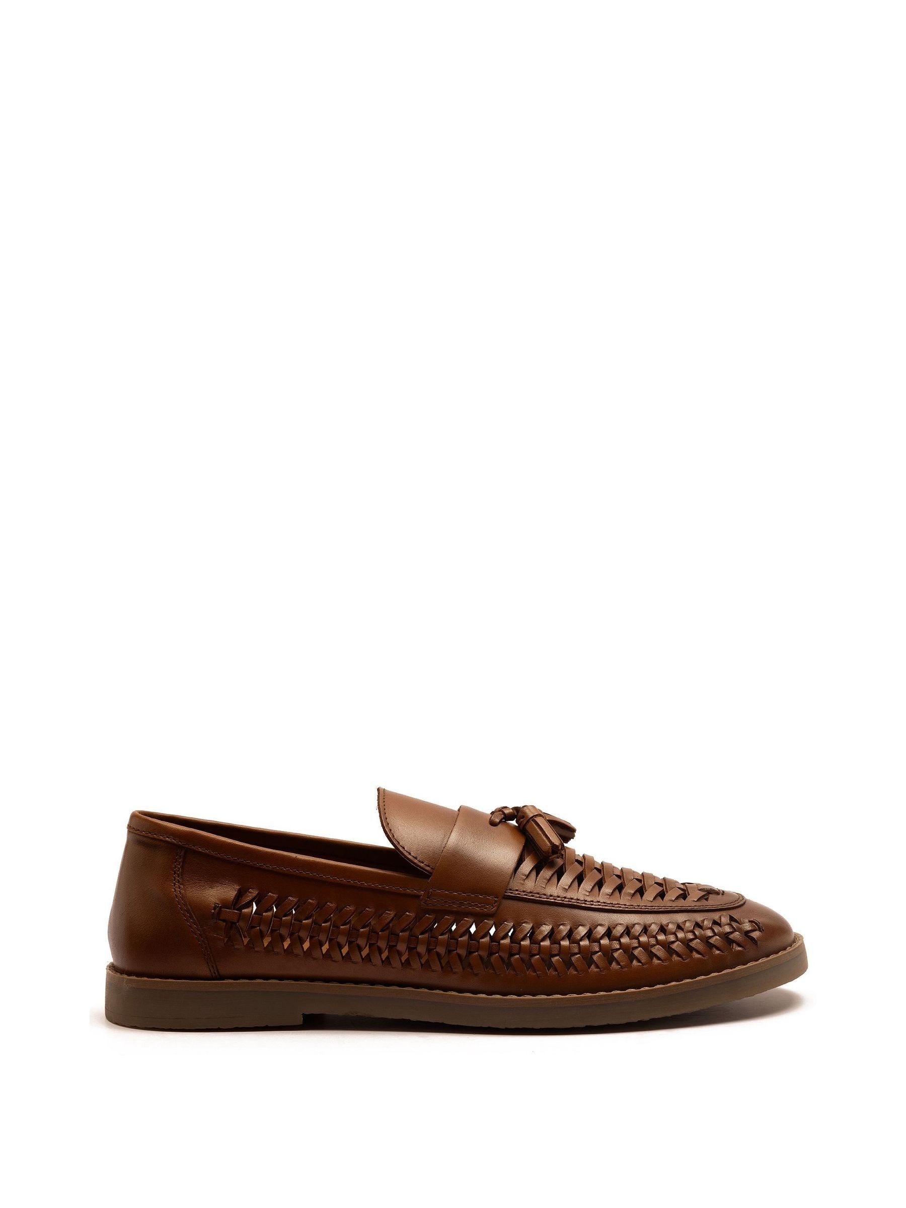 Buy Off The Hook Dark Brown Tiger Tassel Suede Leather Slip-On