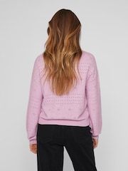 VILA Purple Long Sleeved Crochet Detail Knit Jumper - Image 2 of 5