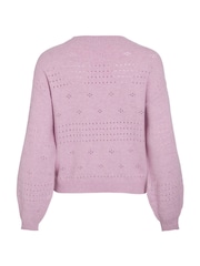VILA Purple Long Sleeved Crochet Detail Knit Jumper - Image 5 of 5