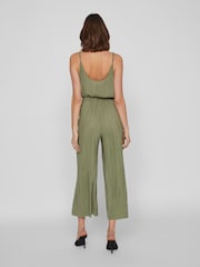 VILA Green High Waisted Plisse Culotte Trousers - Image 2 of 5