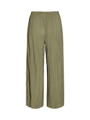 VILA Green High Waisted Plisse Culotte Trousers - Image 5 of 5
