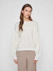 VILA White Long Sleeved Crochet Detail Knit Jumper - Image 1 of 6