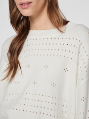 VILA White Long Sleeved Crochet Detail Knit Jumper - Image 3 of 6