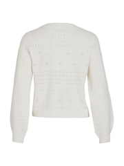 VILA White Long Sleeved Crochet Detail Knit Jumper - Image 6 of 6