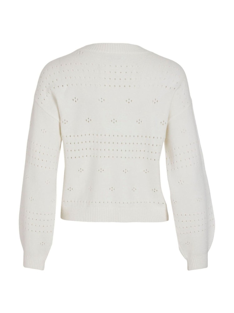 VILA White Long Sleeved Crochet Detail Knit Jumper - Image 6 of 6
