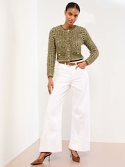 Lipsy Green Boucle Eyelash Sparkle Knitted Cardigan - Image 3 of 4