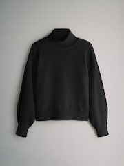 The Set Black Cable 2 Pack High Neck Jumper/Cardigan - Image 2 of 5