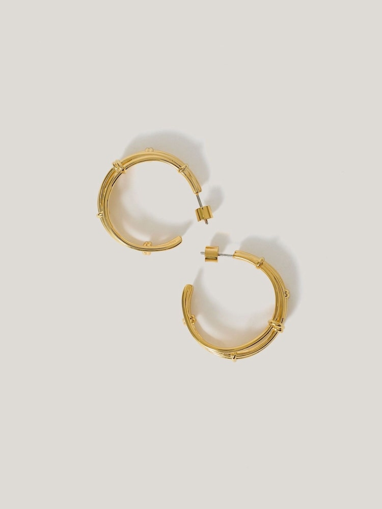 Jigsaw Gold Tone Dainty Loops Hoop Earrings - Image 2 of 3