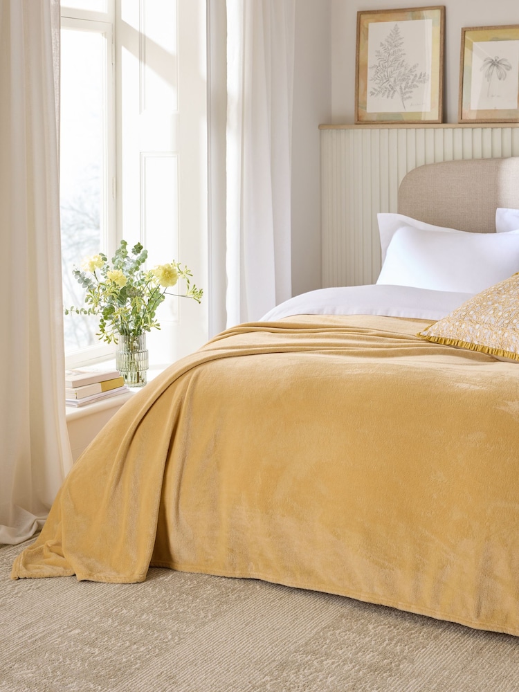 Yellow Plush Fleece Throw - Image 1 of 6
