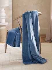 Blue Plush Fleece Throw - Image 2 of 4