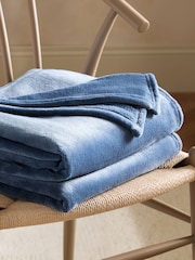 Blue Plush Fleece Throw - Image 3 of 4